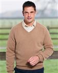 Lambswool Camel V Neck Sweater